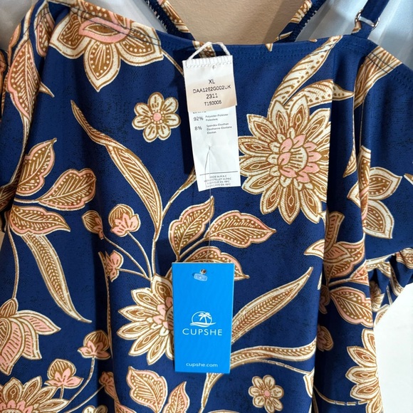 CUPSHE Sz XL Paisley Floral Thin Straps One Piece Bathing Suit NEW WITH TAGS - Picture 8 of 8